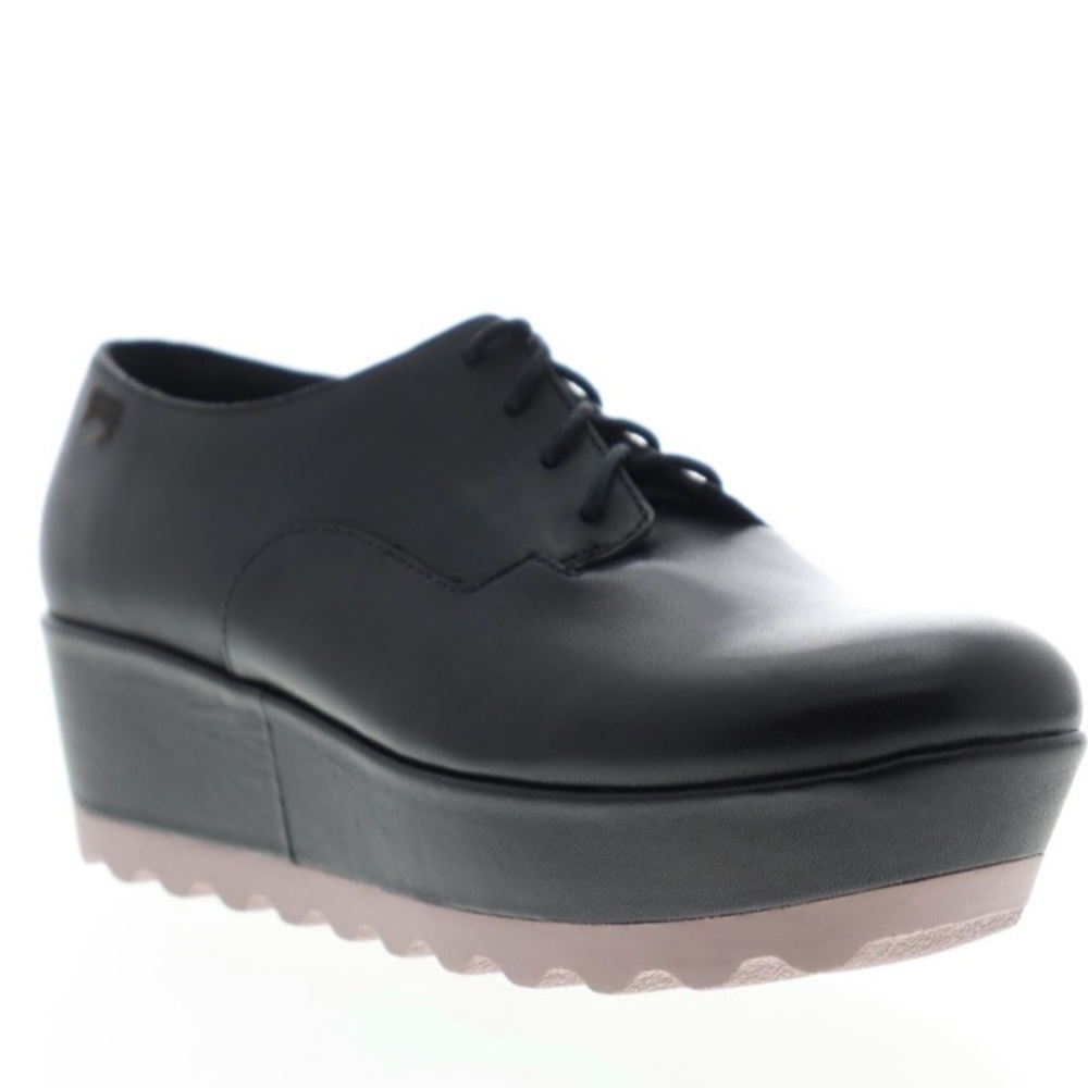 CAMPER LAIKA BLACK LEATHER OXFORDS SHOES 10/40.